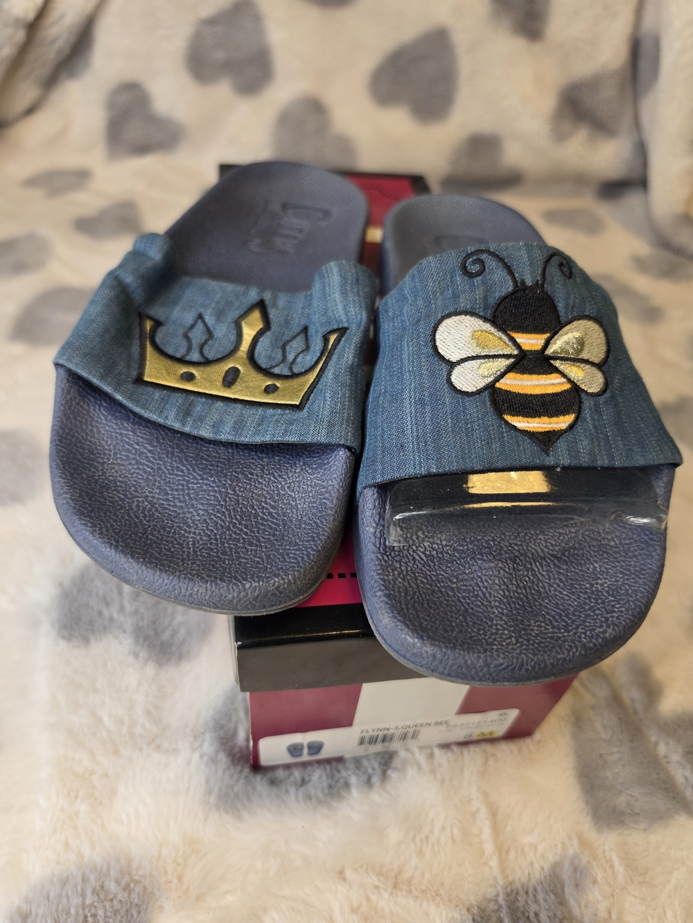Sam Edelman Kids Navy Slide Sandals with Bee & Gold Crown - Picture 9 of 13